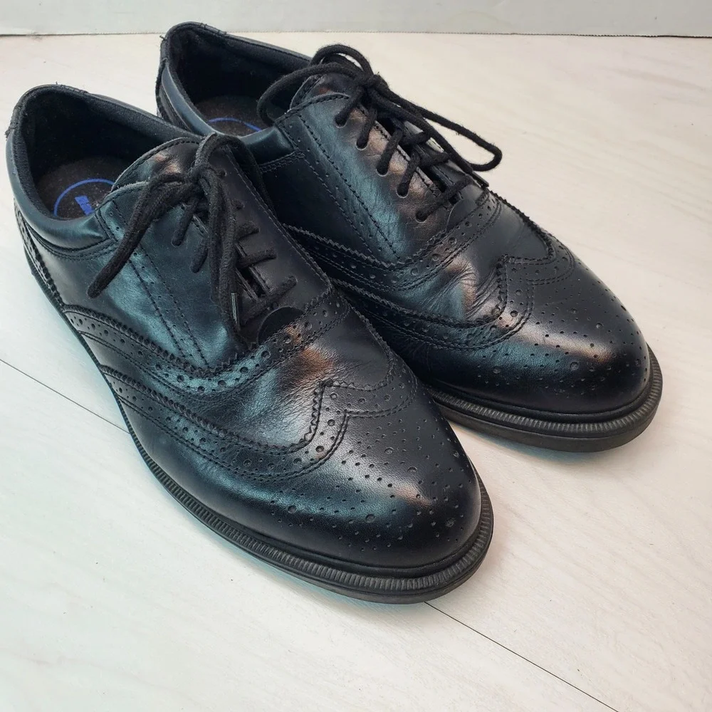 Dr Scholls Lexington Wingtip Oxford Dress Shoes Black Leather Men 10W